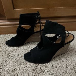 Authentic Preowned Aquazzura Black Suede Wedge size 37
